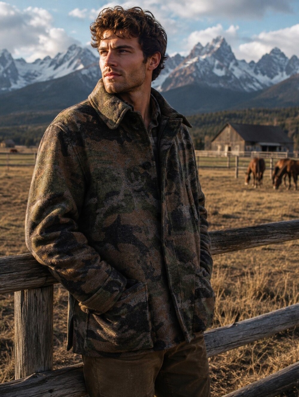 L.L. Bean Wool Camo Hunting Jacket Mens Large Insulated Field Coat Gorpcore - Picture 1 of 16